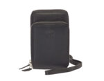 Cross body phone/accessory bag with credit card slots, an ID Window, belt loop & detachable shoulder strap from London Leathergoods' Pebble Leather range.