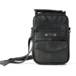 Sheep nappa gents multi zip bag with a top handle & strap - by Lorenz Accessories