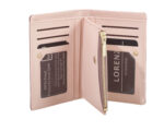 Fashion PU medium purse with attractive heart detailing by Lorenz Accessories. Multiple credit card slots, 2 ID windows, note section and zip fastening change section. Also available as a large purse - style 7235.